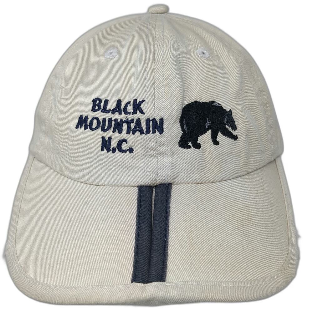 J Hats Baseball Cap Beige One Size Black Mountain NC Bear Distressed Slideback